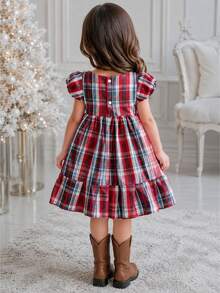 Checkered Festa Junina Dress For Girls - Country Girl - 彩色 - 查看 3