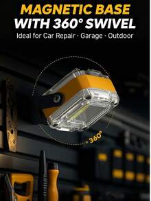 Rechargeable Work Light , Magnetic Foldable LED Work Light ,Super Bright Double-Sided Portable Work Lights With 8 Modes, Magnetic Inspection Light With 1/4" Tripod Mount, 360° Rotatable Keychain Flashlight For Car Repair, Garage, Emergency - 1 個裝 - 查看 4