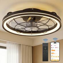 Ceiling Fan Light Combo 19.5 Inch ABS Blades Metal Motor Housing 3000K 4000K 6500K Lighting Modes Custom Schedule Supported Ultra Quiet Operation Modern Flush Ceiling Fixture For Medium Indoor Rooms - Black - View 10