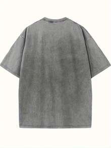 Women's 2026 T-Shirt Made Of Pure Cotton With A Modern Print, Vintage Washed Cotton, Vintage Street Style, Round Neck, Short Sleeves, Machine Washable, Suitable For Casual Wear In Pr - 灰色 - 查看 2