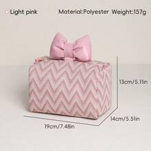 New Striped Bow Knot Makeup Bag, Large Capacity Premium Feel Women's Cosmetic Storage Bag,Back To School - View 10