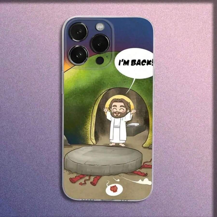Funda de Teléfono Divertida de Chica Jesús de Dibujos Animados compatible con 16,15,14,13,12,11 Plus,Pro,Max,XR,XS,Plus,E,Mini Cubierta Transparente, Cubierta compatible con funda 17 pro max, funda 17 pro, funda 17, funda 16, funda 16 pro max, funda 15 - z7 - Ver 1