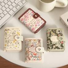 Vintage Floral Pattern PU Leather Card Holder, Small Snap Button Card Sleeve, Multi-Slot Slim Card Wallet, Suitable For Credit Cards, ID Cards, Portable Compact Card Pouch, Women's Girls Vintage Print Mini Card Organizer, Lightweight Everyday Bag Accessory - View 2