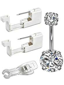4pcs Navel Piercing Set, Includes 2pcs Disposable Navel Self-Piercing Guns, 1 Set Navel Piercing Rings And Clamps, Piercing Supplies - Multicolor - View 15