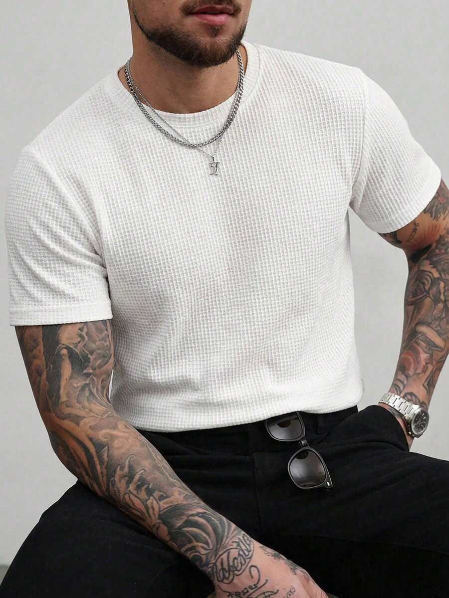 Men's Plain Cotton Crew Neck T-Shirt - Apricot - View 1