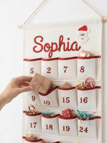 1 buah Kalender Advent Natal yang Dipersonalisasi, Gaya Nama Rajutan Buatan Tangan, Tas Penyimpanan Nama yang Dipersonalisasi untuk Dinding Kamar, Kantong Dinding Kain Serbaguna, Kalender Hitung Mundur Liburan, Penyimpanan Harian Rumah, Tas Gantung Dinding Nama yang Disesuaikan - MultiWarna - View 7