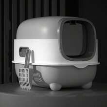 Cat Litter Box With Lid And Scoop, Odor Control, Splash-Proof, Easy To Clean, Suitable For Indoor Cats - one-size - View 8