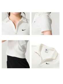 Nike Women's AS W NSW ESSNTL SS POLO CRP TO Soft & Comfortable Sports Casual Wear DV7885-133 - Sail White/Black - View 6