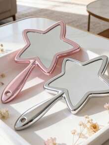 Electroplated Star-Shaped Handheld Makeup Mirror, Portable Compact Vanity Mirror With Glossy Reflective Finish - Multicolor - View 3