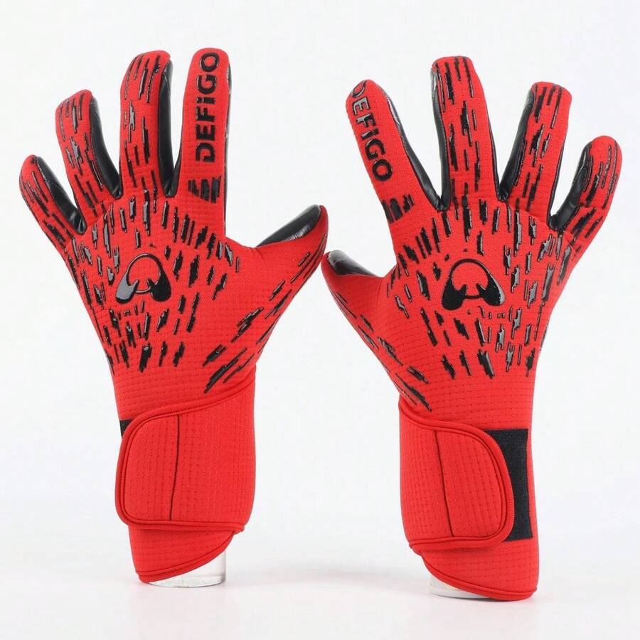 Professional Soccer Goalkeeper Gloves for Men Women Training Goalie Protective Gloves Non-Slip Latex - rojo - Ver 1