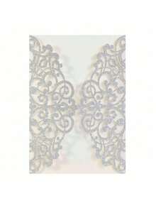 Paquete de 10 invitaciones de boda cortadas con láser, brillantes y en color plateado y dorado claro (incluye tarjetas en blanco, sobres y moños de cinta), tarjetas de invitación elegantes y de alta calidad para bodas y fiestas - Multicolor - Ver 40