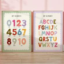 1/2pcs Frameless Educational Poster, Letter & Number Design, Colorful Kids Room & Classroom Decor, Minimalist Apartment Back To School Season Fashion Poster, Dorm Essential - Alphabet - View 2