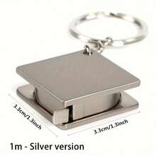 1pc-Metal Retractable Tape Measure Keychain - Compact And Durable Daily Measuring Tool. Stylish And Practical Gadget, Square Steel Ruler. Zinc Alloy Die-Cast Hardware. Measuring Tool - Multicolor - View 16