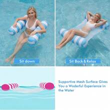 1/2pcs Inflatable Adult Water Hammock Pool Float, Foldable Floating Lounge Chair, Double Tube Inflatable Raft, Suitable For Swimming Pool Beach Vacation Water Sports, Leisure Floating Seat, Portable Pool Lounge Chair, Summer Party Travel Outdoor Entertainment And Seaside Fun - Multicolor - View 8
