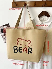 Minimalist Printed Canvas Tote Bag - Multicolor - View 2
