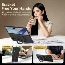 VIETAO Casing Ponsel Pelindung Portabel dengan Dudukan Ponsel Tak Terlihat yang Dapat Berputar 360° dan Pengisian Daya Nirkabel, Kompatibel dengan Galaxy Z Fold 8 Ultra 7 6 5 4, Pelindung Layar Kaca Tempered, dan Penutup Flip. - Hitam - View 2