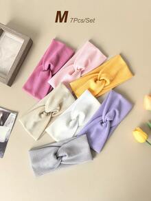 7Pcs Women's Outdoor Plaid & Solid Color Criss-Cross Stretch Headbands, Versatile For Cycling And Casual Wear - Multicolor - View 14