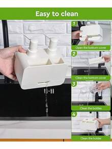 Bestseek Juego de dispensador de jabón para manos y platos de cocina, dispensador de jabón doble con organizador de esponja y soporte para brochas, organizador 4 en 1 blanco, HS-V - Negro - Ver 6