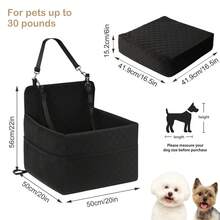 Washable Detachable Pet Car Seat With Storage Pocket For Dogs Up To 35lbs - Black - View 3