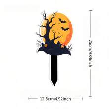 2D Acrylic Halloween Yard Decor Sign, Ghostly Dead Tree, Full Moon, Bat, Pumpkin Pattern, Suitable For Outdoor Garden And Yard Decoration. - Halloween Floor Insert - View 6