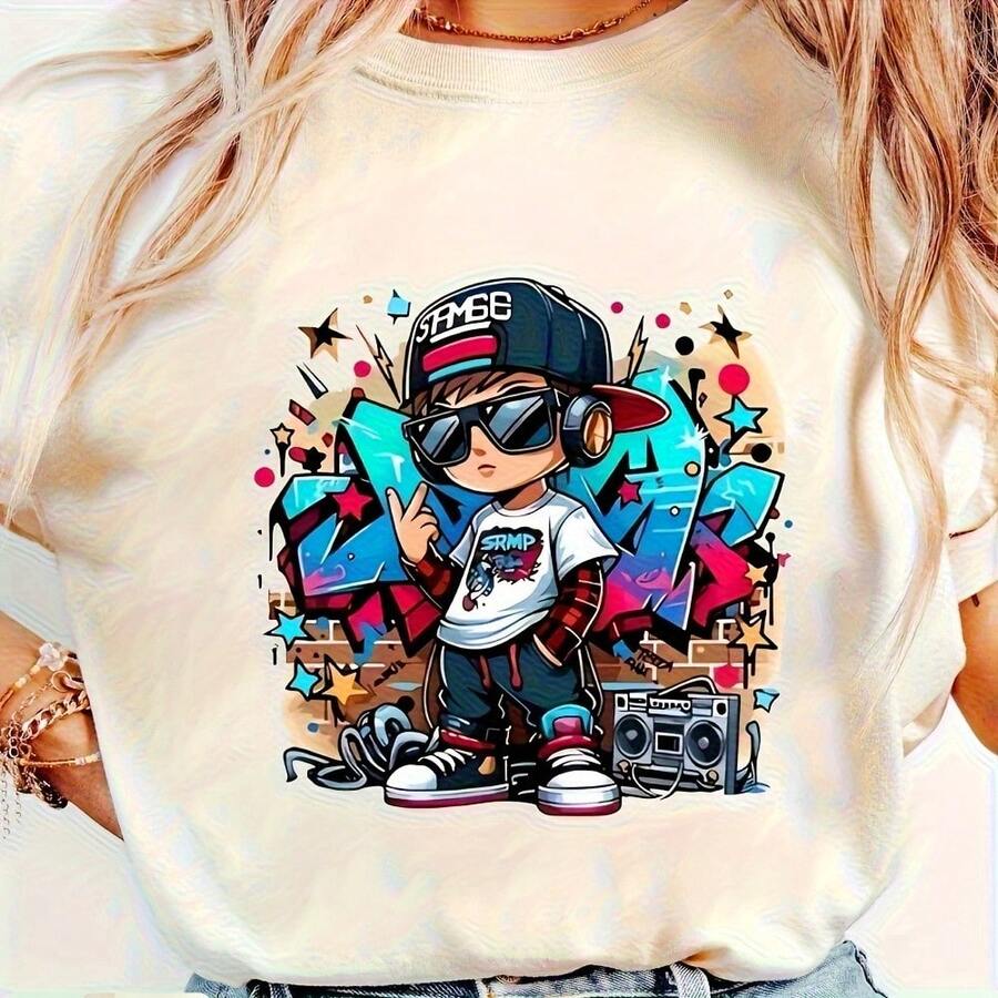 Set of 3 Hip-Hop Graffiti Heat Transfer Stickers - Urban Heat Patches Featuring Unique Designs, Ideal for T-Shirts, Jeans, Backpacks, And Masks - Washable Street Art Embellishments (3pcs) - - Blanco - Ver 1