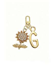 Fashion Sunflower Letter Keychain – Personalized Alloy Bag Charm Accessory - Multicolor - View 23