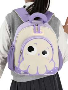 New Fashion Cartoon Octopus Backpack Simple Student Backpack Shoulder Bag Multi-Compartment Storage Bag Lightweight Burden-Reducing Large - Purple - View 12