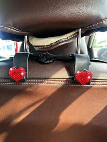 2 Stücke herzförmige Autositz-Aufhänger mit Diamantbesatz, Autositz-Aufhänger Aufbewahrungszubehör, zum Aufhängen von Geldbörsen, Jacken, Regenschirmen, Einkaufstüten, Handtaschen - A - Übersicht 14