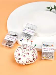 3 Colors Available Boxed Round Tip Stainless Steel Positioning Pins, Black White Mixed Color Round Tip Pins, Clothing Cutting Table Fabric Fixing Handmade Patchwork DIY Sewing Marking Shaping Small Tools - Multicolor - View 1