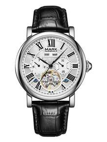 1pc Business Men's Mechanical Watch, Multi-Function Dial With Calendar, Suitable For Vacation And Workplace Gatherings, 6017 - FW-6017 - View 11