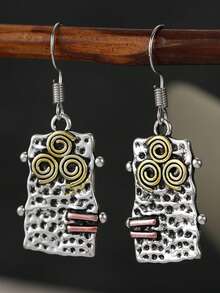 Bohemian Spiral Earrings, Suitable For Women's Daily Commute And Vacation Style, Vintage Contrast Long Earrings, Women's Wedding Banquet Party Gift - Silver - View 2