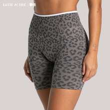 Top Deportivo Sin Costuras Acanalado Con Estampado De Leopardo Para Mujer - Pantalones cortos con estampado de leopardo gris claro - Ver 10