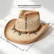 Un sombrero de paja artesanal para actividades al aire libre, perfecto para parecer un sombrero de vaquero occidental o un sombrero formal, adecuado tanto para hombres como para mujeres, ideal para escalada al aire libre y ambientes casuales. - Color Café - Ver 3