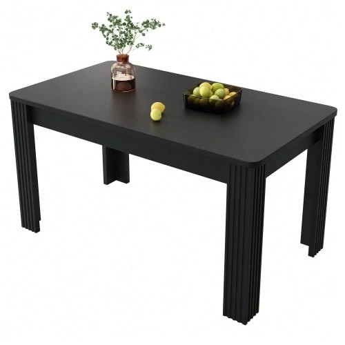 Dining Table, Contemporary Dining Table, Sturdy Dining Table, Four-Legged Table, Oak Table, Rectangular Dining Table, Coffee/Leisure Table, Modern And Minimalist Dining Table - 黑色 - 查看 1