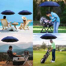 Clip-On Sun Umbrella, UPF50+ UV Protection, Clip-On Handle, Flexible Umbrella Arm, Summer Sun Protection Essential, Suitable For Strollers, Bicycles, Wheelchairs, Camping, Fishing, Outdoor And Various Occasions, - Royal Blue - View 7