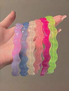 1/5pcs Random Candy Color Wavy Hair Hoop, Non-Slip Toothed Headband, Minimalist Style Daily Hair Accessory, Cute Hair Hoop, Suitable For Parties - Multicolor - View 1