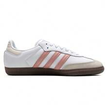 Adidas Originals 男鞋女鞋德訓鞋休閒鞋春季款 SAMBA OG W 輕量低筒耐磨運動鞋情侶鞋 - 白/奇蹟紫粉/漢玉白 - 查看 2