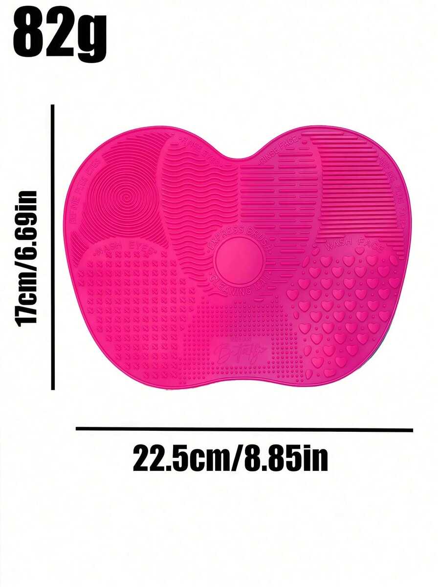Silicone Makeup Brush Cleaning Mat With Suction Cup, Portable Makeup Brush Cleaning Tool, Apple-Shaped Silicone Makeup Brush Cleaning Pad - [大號]玫瑰紅 1 件 - 查看 1