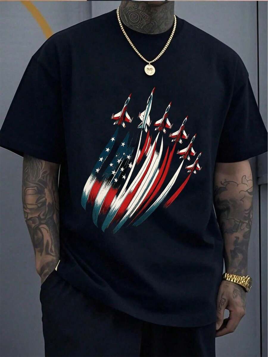 Camiseta para Hombre, Camiseta Gráfica Clásica, Camisetas Suaves y Cómodas para Hombres, Logo de Escritura, 180g, 100% Algodón - Negro - Ver 1