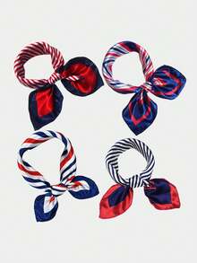 1pc Navy Silk Scarf, Professional Stewardess Small Neckerchief, New Women Fashion Versatile Scarf Tie For Bag Decor, Ribbon Accessory Necktie For Dress,Beach,Holiday - Multicolor - View 17