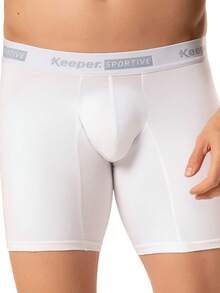 Cueca Boxer Long Leg longa anti assadura esportiva academia corrida treino microfibra Keeper - Branco - Visão 6