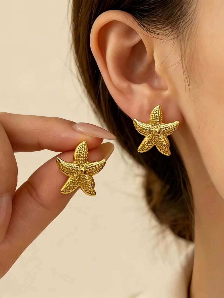 1 Pair Vacation Beach Style Starfish Stud Earrings, Suitable For Pool Party, Daily Wear, Gift For Women - Multicolor - View 1