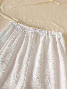 Tween Girls' Textured Camisole Top + Casual Wide Leg Pants 2 Pieces Set, Spring/Summer - White - View 5