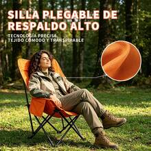 1 pieza Silla Plegable Camping Alto Respaldo Ergonómica Portátil Con Bolsillo Para Exterior Picnic Pesca Hogar - color naranja - Ver 7