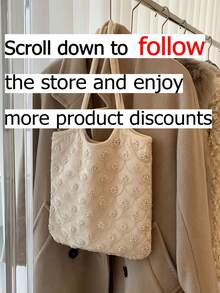 Off-White Handmade Beaded Daisy Shoulder Bag, Delicate Spaghetti Strap Vacation Bag, All-Over Floral Beaded Lightweight Handbag, Essential Accessory For 2026 Spring/Summer Beach Vacation And Travel Enthusiasts, Ideal For Beach Trips, Resort Stays, Poolside Moments And Island Getaways - Beige - View 3