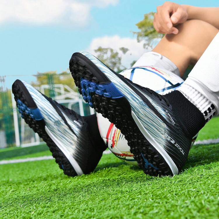 WEJIESS 1 Đôi Giày Bóng Đá TF Nam, Chuẩn Bị Cho World Cup, Phù Hợp Với Sân Cỏ Nhân Tạo Trường Học, Chống Trượt, Thoáng Khí, Tiện Lợi, Giày Tập Cổ Cao Có Đinh - màu đen - Xem 8