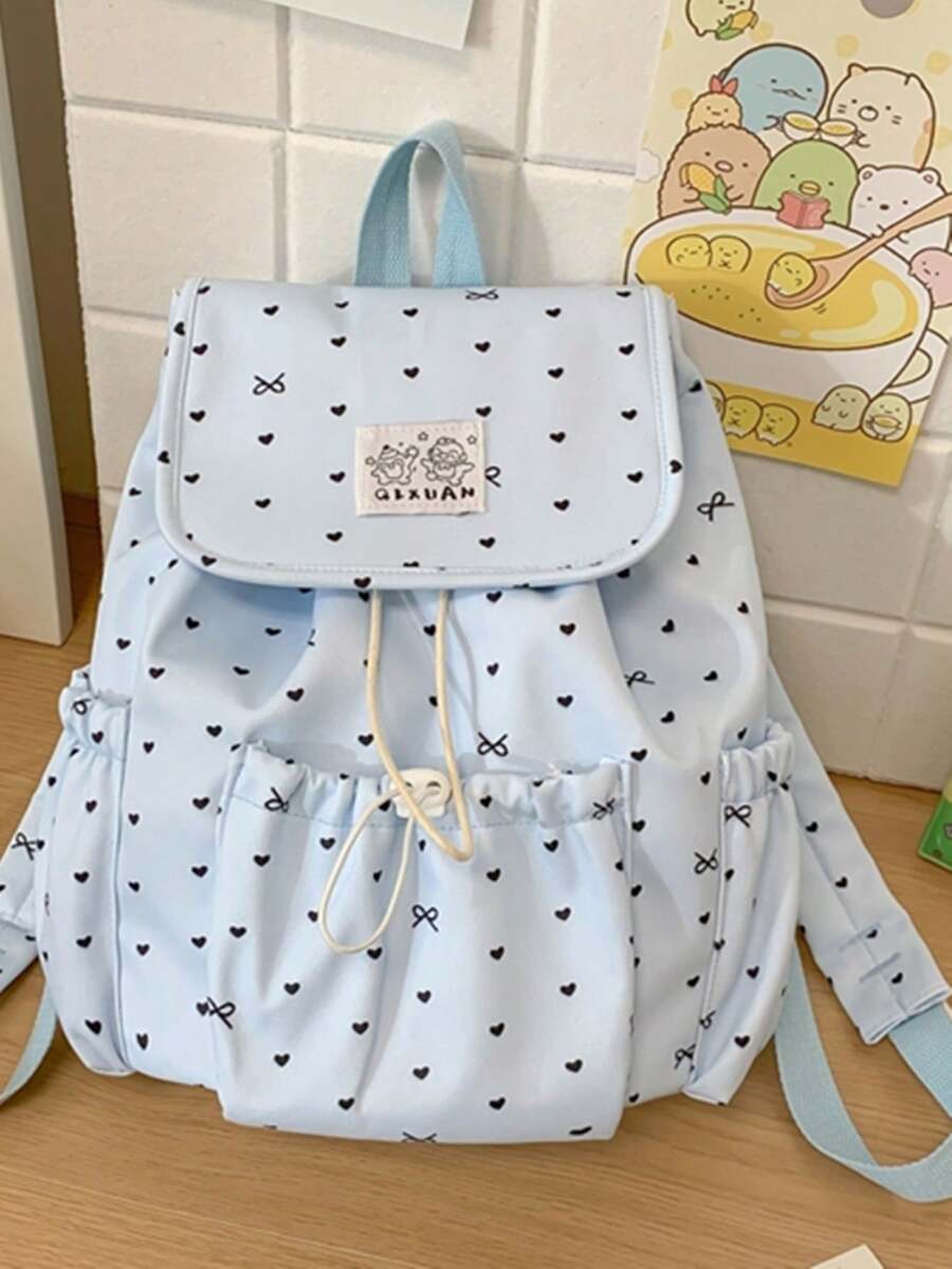 H7 Atmosphere Backpack Style High Polka Dot Ins Student Drawstring Aesthetic Backpack Commute Travel Small Backpack College - Blue - View 1