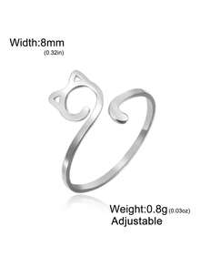 LIKGREAT 1pc Minimalist Cute Cat Ring, Adjustable Stainless Steel Animal Finger Ring For Women And Girls, Jewelry Gift - Simple Series - View 12