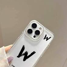 Funda Transparente TPuave, Letra Elegante con Pedrería Brillante, Anticaídas, Compatible 11~17 Pro - transparente - Ver 8