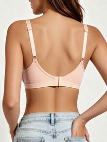1pc Women's Comfortable Wireless Soft Cup Solid Color Bra - Apricot - View 6